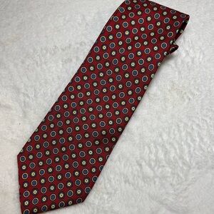 Lauren Ralph Lauren Men's Red Blue Yellow Geometric Silk Tie Woven Designer
